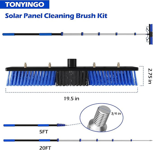 5-20 FT Water Fed Pole Kit, Telescopic Extension Pole with Brush & Soap Dispenser, Dual Action Flip-Lock & Screw Fixing Design for Solar Panel, Window, Boat, RV Cleaning & Snow Removal
