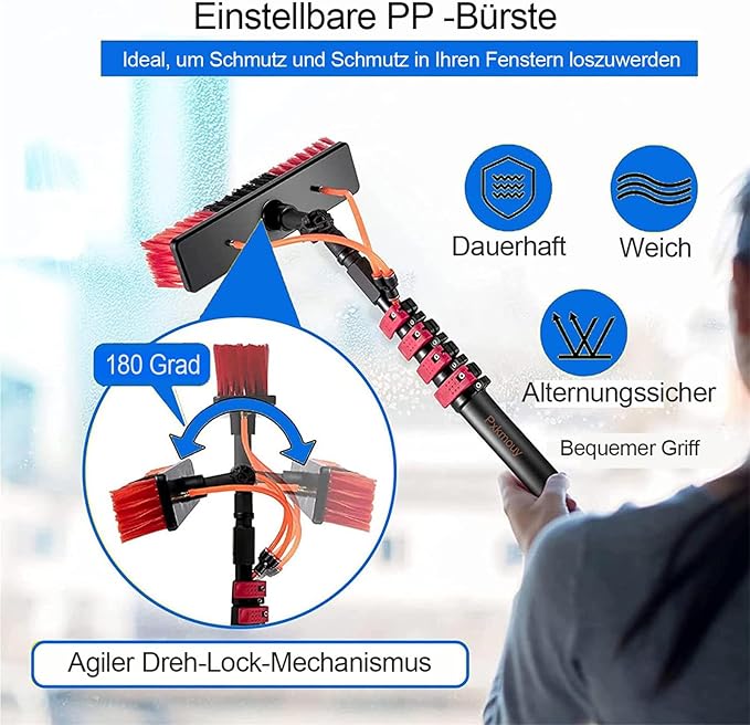 9m Telescopic Car Wash Brush - Solar Panel & Vehicle Cleaning Tool with 55cm Head, Universal Window Cleaner for Efficient Outdoor Maintenance