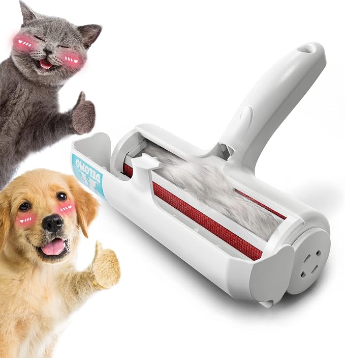 DELOMO Pet Hair Remover Roller, Reusable Lint Roller for Dog and Cat Hair | Portable Pet Hair Roller with Large Fur Bin, Fast Cleaning for Couches, Bedding, Rugs, Car Seats and Furniture, No Batteries by DELOMO
