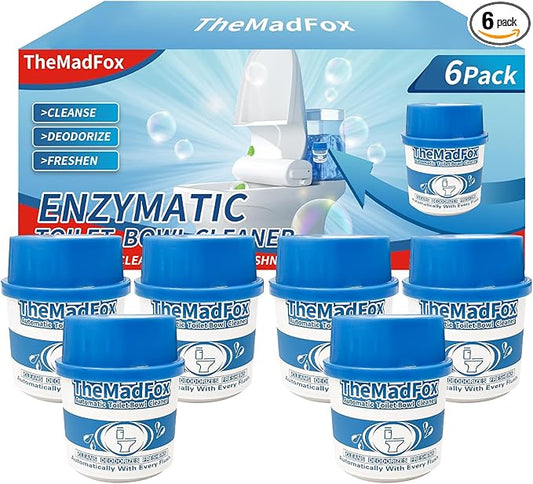 6 Pcs Enzymatic Automatic Toilet Bowl Cleaner Bottles, Long-Lasting Toilet Tank Cleaner for Hard Water Stains & Rings, Septic Safe Toilet Cleaner for Tank Bathroom