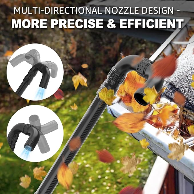 Sealegend Gutter Cleaning Attachment Kit Compatible with EGO 530CFM, 580CFM, 575CFM, 650CFM, 615CFM, LBX6000 Leaf Blowers 360° Rotation Nozzle, Extends Up to 8.3FT from The Ground