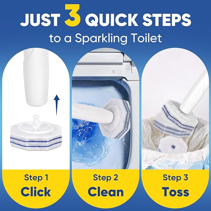 30Ct Aromative Toilet Brush Refills, Toilet Bowl Cleaner Refills, Double-Layer Cleaning Pads Added, Compatible with Most Toilet Brushes???Blue Ocean???Patented???