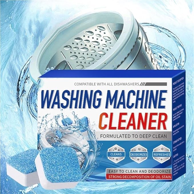 Washing Machine Cleaner Descaler 12 Pack - Deep Cleaning Tablets For HE Front Loader & Top Load Washer, Septic Safe Eco-Friendly Deodorizer, Clean Inside Drum and Laundry Tub Seal - 12 Month Supply(2C