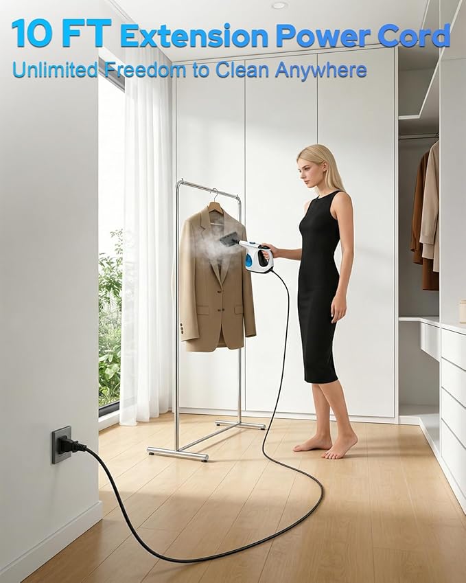 3s Instant handheld steam cleaner for home, High-pressure portable steam cleaner with 3-Level Control & Self-clean & Safety Lock for Furniture Couch Grout Walls Kitchenware Cleaning