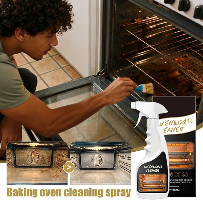 300ml Oven And Grill Cleaner Heavy Duty,Grill Degreaser For Outdoor Grill,Powerful Grease/Carbon/Odor Remover,No Harsh Scrubbing,Multi-Surface Safe,Kitchen Cooking Tools (3, 300ml)