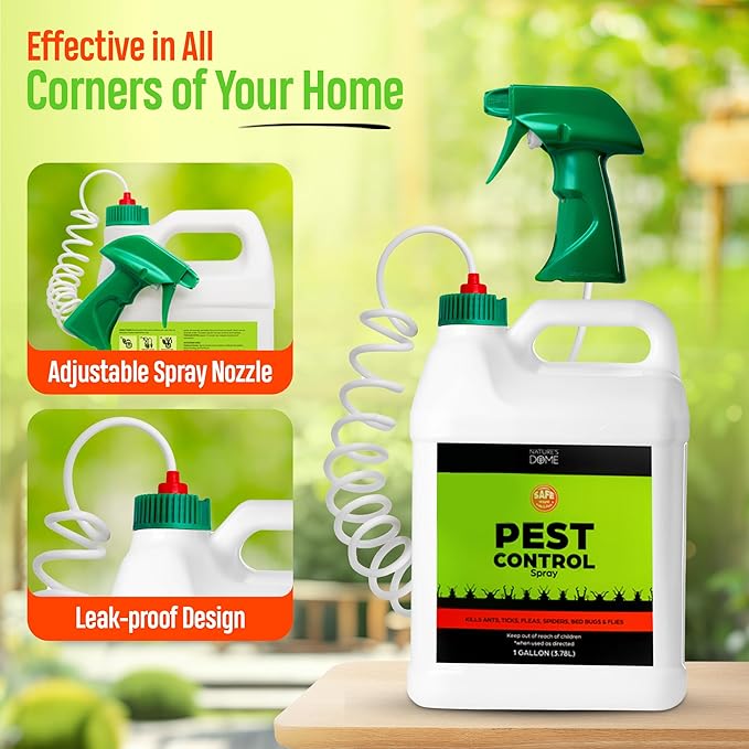 Nature’s Dome Pest Control Spray 1 Gallon | 100% Natural Ant Killer & Bug Spray for Indoor & Outdoor Use | Eco-Friendly Bug Spray for Flea, Ticks, Ant & Mosquitos | Safe for Pets and Kids