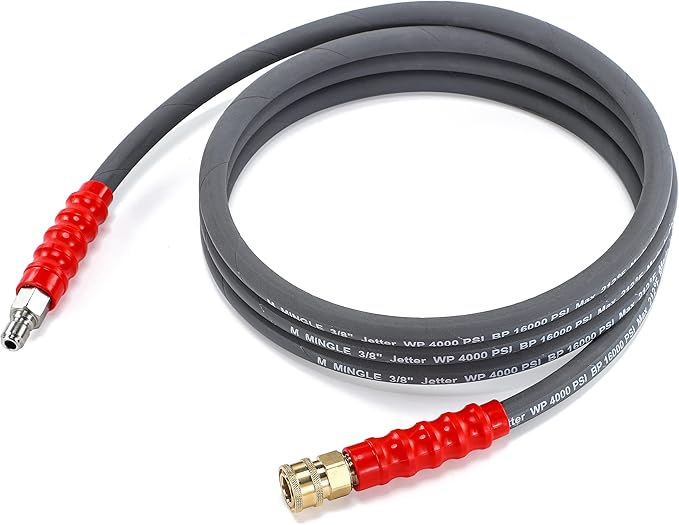 M MINGLE Pressure Washer Jumper Hose, 10 FT Whip Hose for Power Washer, Hose Reel Connector for Pressure Washing with 3/8 Inch Quick Connect