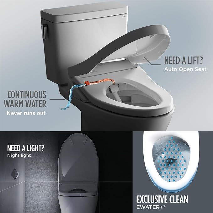 TOTO® WASHLET® S7A Electronic Bidet Toilet Seat with EWATER+® Bowl and Wand Cleaning and Auto Open and Close Classic Lid, Elongated, Sedona Beige - SW4734#12
