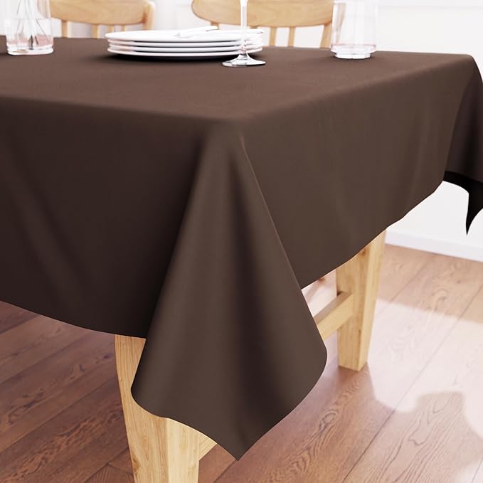 Encasa XO Dining Table Cover | 56"x56" Cotton Canvas Square Tablecloth | Machine Washable, Dark Taupe Table Cloth for Indoor & Outdoor Dining, Durable, Easy-Care | Suitable for Any Occasion