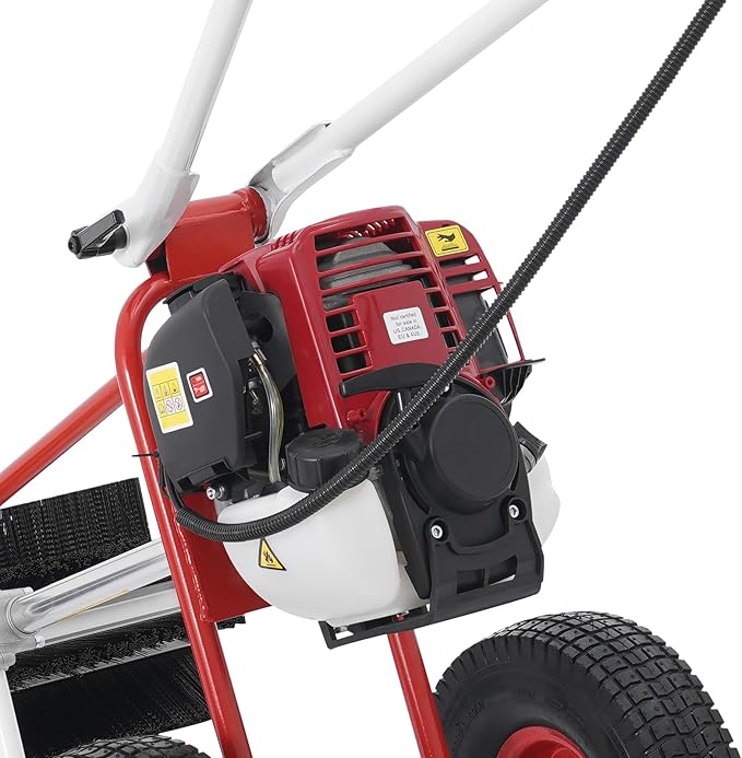 Gas Handheld Lawn Sweeper, 4 Stroke Snow Sweeping Broom Driveway Turf Lawns Artificial Grass Power Brush Lawn Sweeper Cleaner Tools, 23.62 x 23.62 x 37.8In