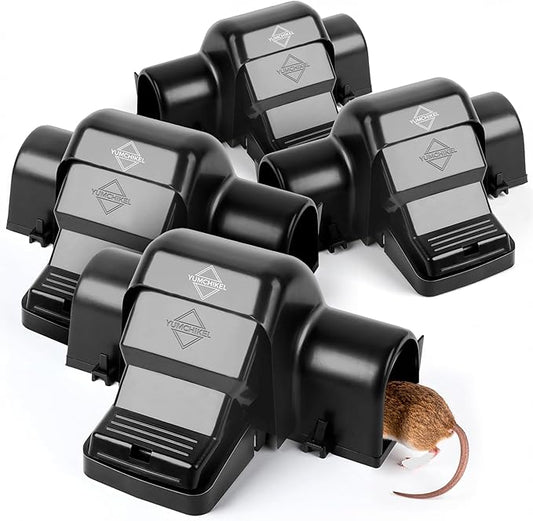 Rat and Chipmunk Traps. Prevents Accidental Triggering with Dual Tunneled Design. Covered Snap Traps for Humane Kill, Reusable, Pest Control for Rats,Outdoor Indoor & Use 4 Pack (4)