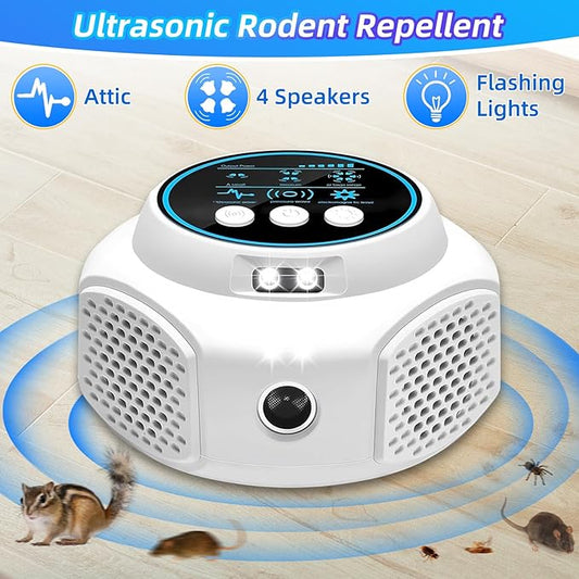 2026 Upgraded Mouse Repellent Ultrasonic Plug in Mice Repellent Indoor Control for Rodent Rat Mouse Mice Squirrel 3 IN1 Electronic Repellent Devices for House Garage Basement Attic,2 Pack(White)