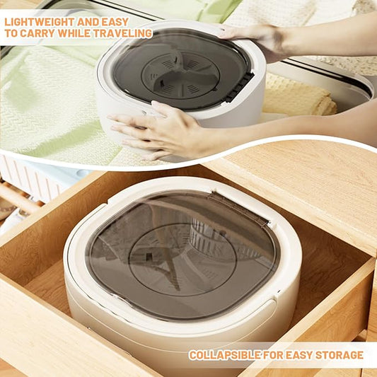 Portable Washing Machine, 12L Large Capacity Foldable Washer, Dryer with 3 Cleaning Modes, Upgraded Small Mini Laundry Machine for Baby Clothes, Underwear, Socks, Apartment, Travel, Camping, Dorm