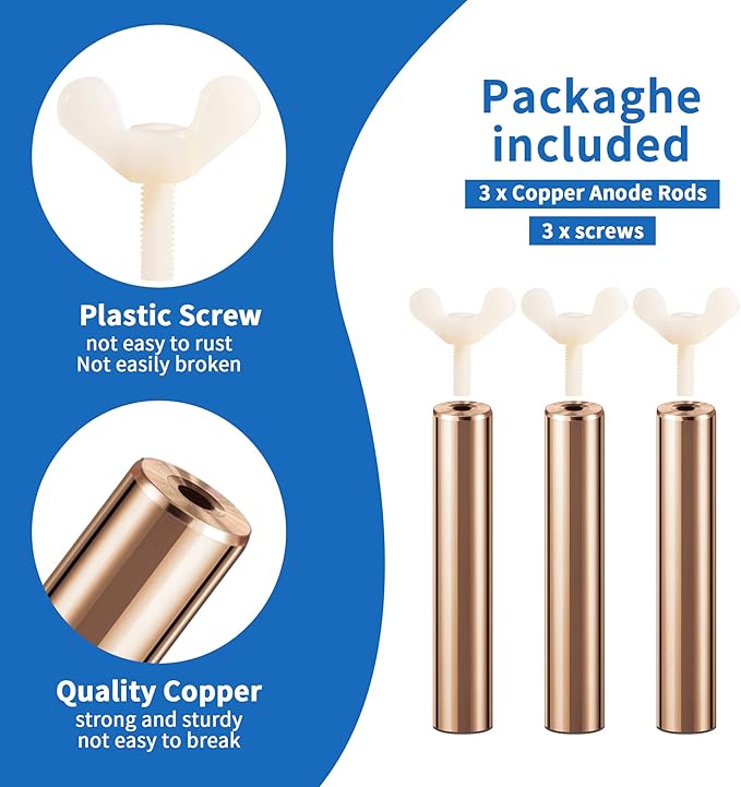 3 PCS Copper Anode Copper Replacement,L=3.97" D=0.67‘’,Pool Accessories for Pool Cleaning,Clears Your Pool,Save Cleaning Cost