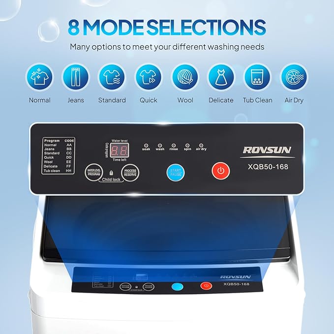 ROVSUN 17.8LBS Full-Automatic Washing Machine and 1.8CuFt Portable Clothes Dryer Set, Compact Laundry Washer and Dryer Combo Set with Stainless Steel Inner Tub, for Apartment, Dorm, Home