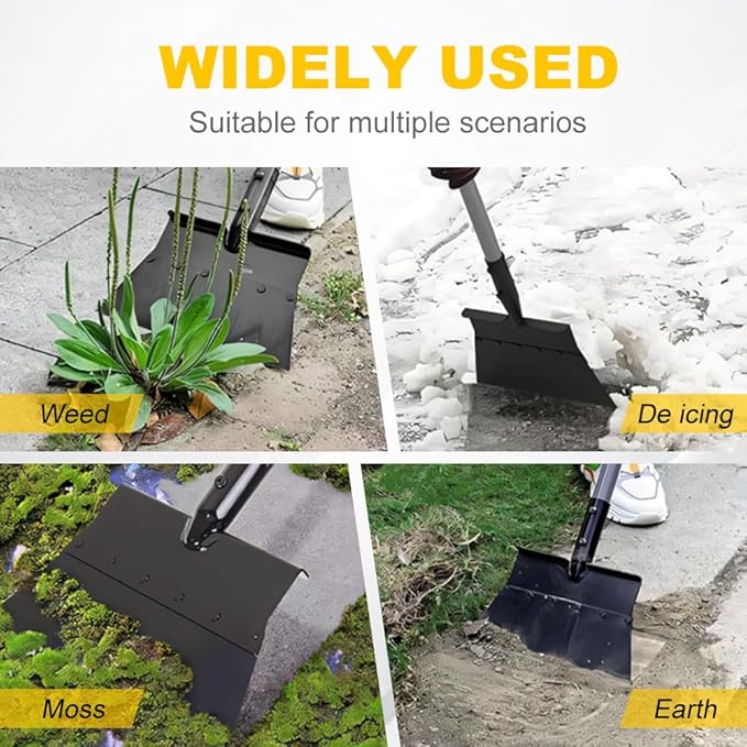 Ice Scraper for Driveway, 206 Upgraded Snow Shovel Heavy-Duty Multi-Purpose Garden Scraper & Ice Breaker, Long Handle Steel Ice Chopper Snow Remover Tool for Sidewalks Steps Outdoor