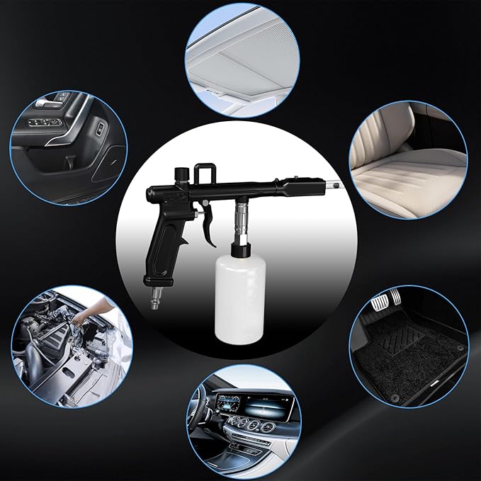 Car Cleaning Gun, Auto Interior Cleaning Detailing Air Blow Gun, High Pressure Car Cleaning Tool for Car Roof, Upholstery Seats, Carpets, Works with Air Compressor, Dual Mode