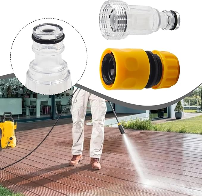Pressure Washer Filter, Car Wash Water Filter Pressure Washer Water Connector Filter Set Connector Fittings Interface Accessories Garden Hose Pipe Fitting