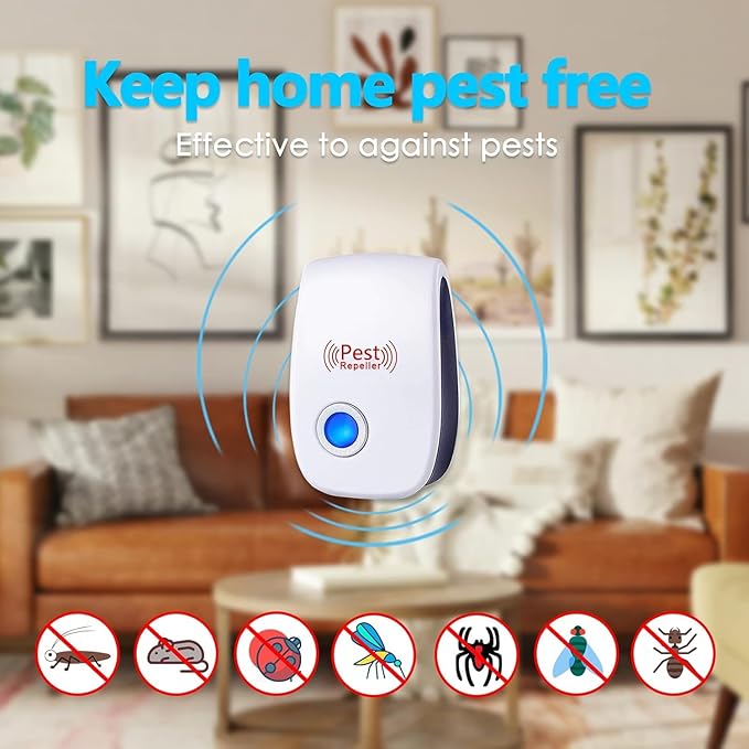 Ultrasonic Pest Repeller Indoor with 6 Pack – Human and Pet Safe–Pest Control for Home–Supermarket–Warehouse–Hotel–Restaurant