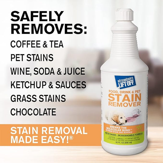 Motsenbocker's Lift Off 40503-6PK 32-Ounce Food, Beverage and Pet Stain Remover Spray Great as a Pre-Wash Laundry Treatment and Eliminates Tough Stains Water-Based, Pack of 6