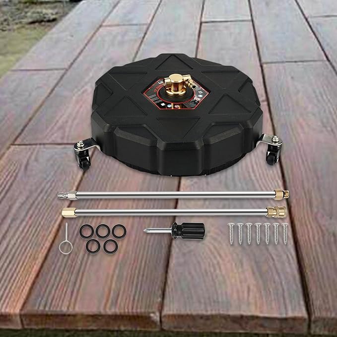 Driveway Power Washer, Rotary Surface Cleaner Attachment with Wheels, Replaceable Sturdy Flat Surface Cleaner for Driveway