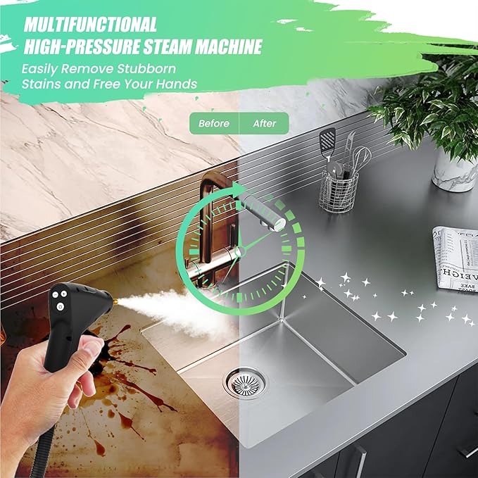 2500W Steam Cleaner for Home & Car, 15s Heat-Up Handheld Steamer for Cleaning, 1.2L Portable High Steam Cleaners, 6-Level Steam Control with 14 pcs Accessories Kit for Car, Floors, Couches, Grout