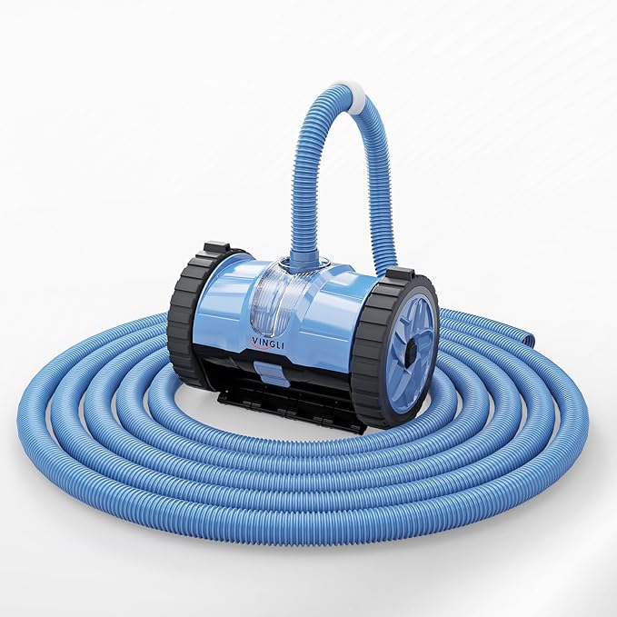 VINGLI Automatic Pool Cleaner for Inground Pools – Suction-Side Pool Vacuum with Powerful Wall-Climbing, 40FT Tangle-Free Hose, Ultra-Quiet Operation – Memory Blue & Gray
