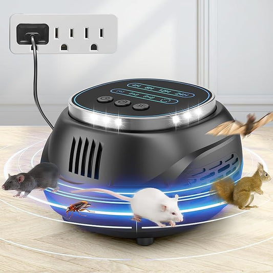 Mouse Repellent Plug-in Ultrasonic – Indoor Home Mice & Rodent Repeller, 2026 Upgraded Electronic Pest Control Device, 4 Modes, Covers 1300 Sq Ft, Works for Squirrels, Bats, Roaches & Spiders