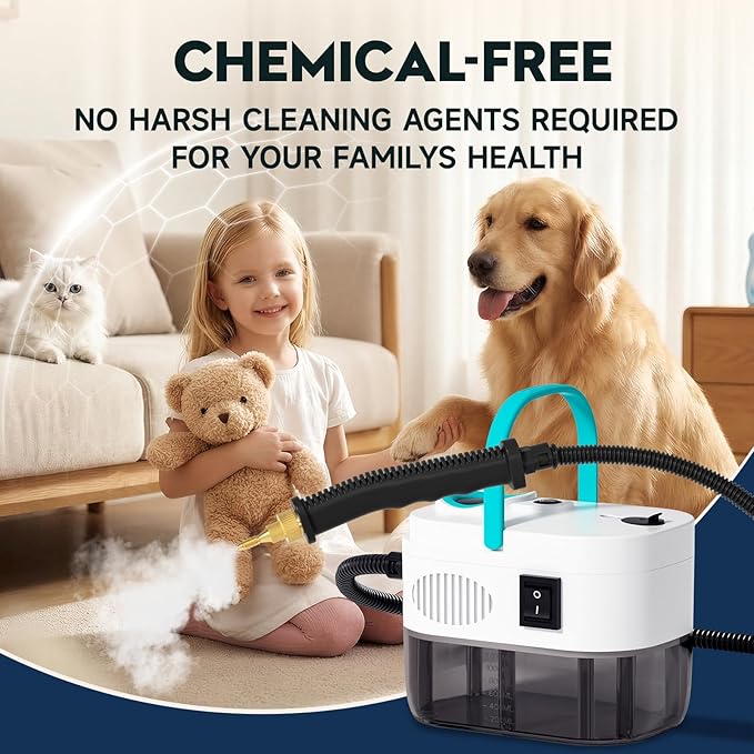 KEROMEE Steam Cleaner, 1500W High Pressure Steamer with 1.27Qt Tank, 15s Fast Heat, 6-Level Adjustable Steam, Portable Machine with 15pcs Kit for Dirt, Grease, Grout, Tile, Floor, Car Detailing