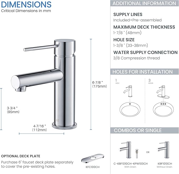 KIBI KBF1010 Solid Brass Single Handle Single Hole Circular X Faucet for Bathroom Sink | High Arc Faucet Spout | Chrome Finish | Corrosion and Rust Resistant