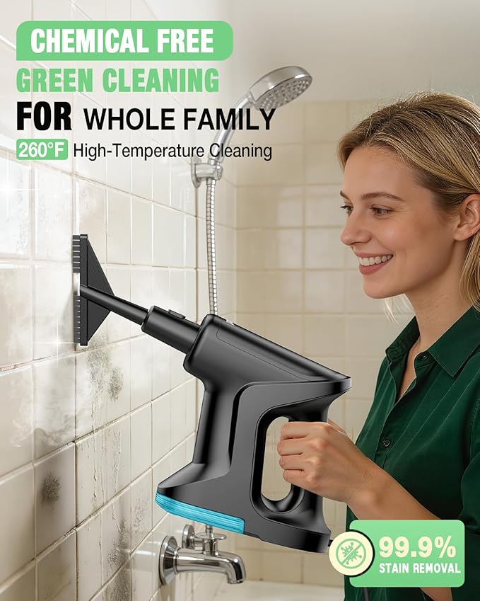 Heavy Duty Steam Mop for Floor Cleaning, 14-in-1 Lightweight Detachable Handheld Steam Cleaner with Multi-Purpose&Powerful, No-Chemical Floor Steamer for Home|Hardwood|Grout|BBQ|Window(Black)