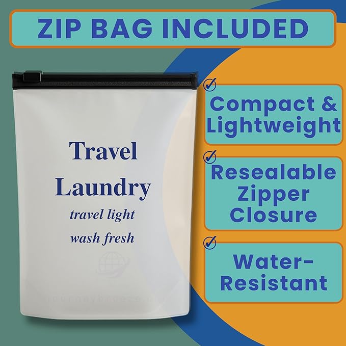 Travel Laundry Detergent Sheets 50 Pack ?€? Compact Travel Detergent for Sink Washing, Lightweight Laundry Detergent Strips for Clothes on Trips, Hotels & Cruises