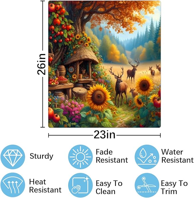 Autumn Deer Tree Dishwasher Magnet Cover for The Front Magnetic Dishwasher Door Covers Dish Washer Sticker Wrap Home Decorative Appliances Panel Decal Kitchen Decor 23" x 26" (Magnetic)