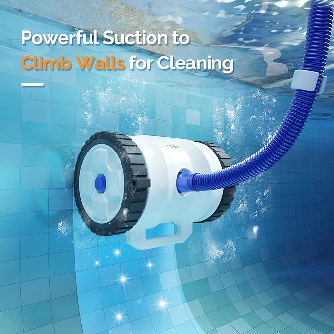 VINGLI Automatic Pool Cleaner for Inground Pools – Suction-Side Pool Vacuum with Powerful Wall-Climbing, 40FT Tangle-Free Hose, Ultra-Quiet Operation – Navy Blue & White
