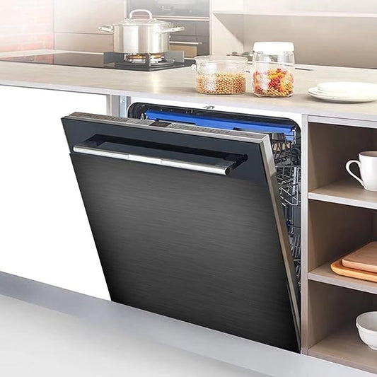 Black Brushed Stainless Steel Pattern Dishwasher Magnet Full Door Cover, Stainless Steel Magnetic Dishwasher Panel Decal, Black Metal Immediate Magnet Fridge Door Cover Sheet, 23" W x 17" H
