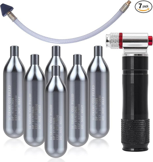 Upgraded Drain Device, AC Drain Line Cleaner Device, AC Drains Line Unclogger Tool, with 6 Unthreaded CO2 Cartridges, with a Flexible Hose to Clear All HVAC Clogs,16 Gram Unthreaded CO2