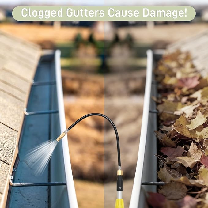 20FT Heavy Duty Telescopic Gutter Cleaner System – Professional Gutter Cleaning Tools from the Ground with Quick-Connect Adapter & Ergonomic Wand for 2-Story Homes, Roof Maintenance, and Clog Removal