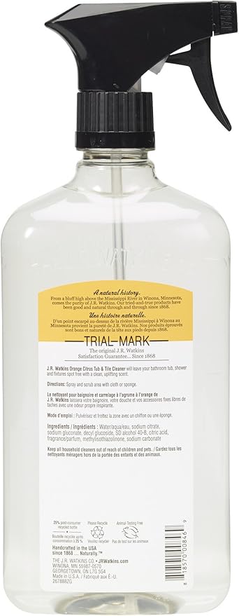 J.R. Watkins Natural Tub & Tile Cleaner, Citrus, 24 Ounce (Pack of 6)