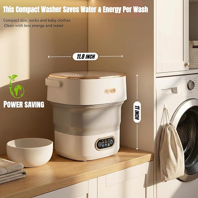 Mini Laundry Machine 16L, Portable Washing Machine and Spinner - Foldable & Compact for Baby Clothes, Underwear, Socks, Ideal for Travel, Dorm, Apartment, Camping