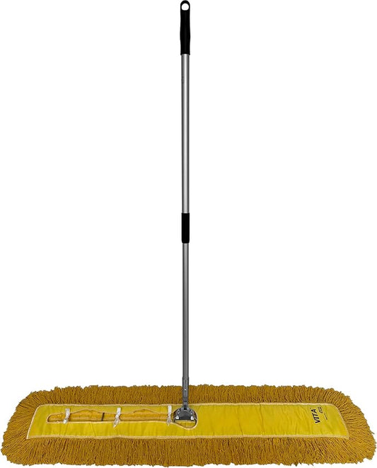 Ultimate Dust Mop Kit: Industrial-Grade Performance, Heavy-Duty Frame, Telescopic Handle - Yellow 48 Inch