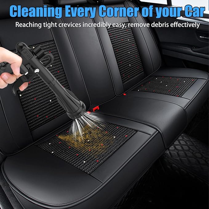 Air Cleaning Gun for Car Interior Detailing, High Pressure Air Blower Auto Detailing Tool for Quickly Blasts Dirt and Dust, Air Blaster for Car Detailing, Black
