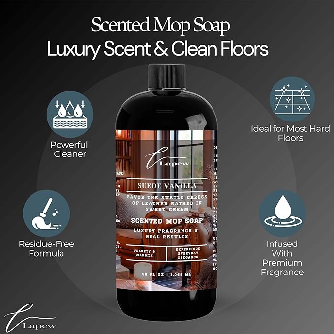 Lapew Suede Vanilla Bundle – Carpet Deodorizer Powder & Scented Mop Soap Set – Odor Eliminator for Pet-Friendly Homes