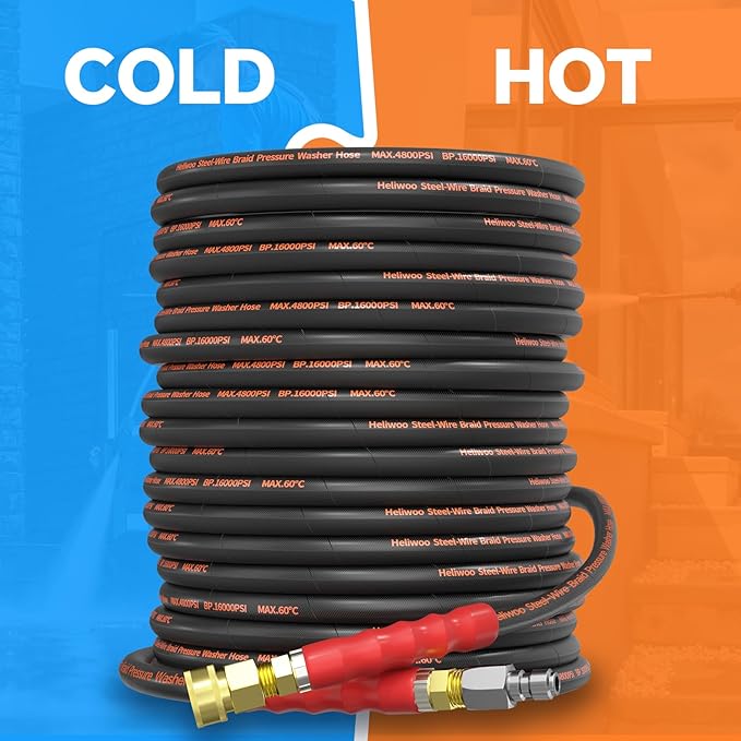 Pressure Washer Gun and Hose Kit, 100FT Kink Resistant 5/16 Power Washer Hose and Wand, 3/8" Swivel Quick Connector & M22-14mm Fitting, 4500 PSI
