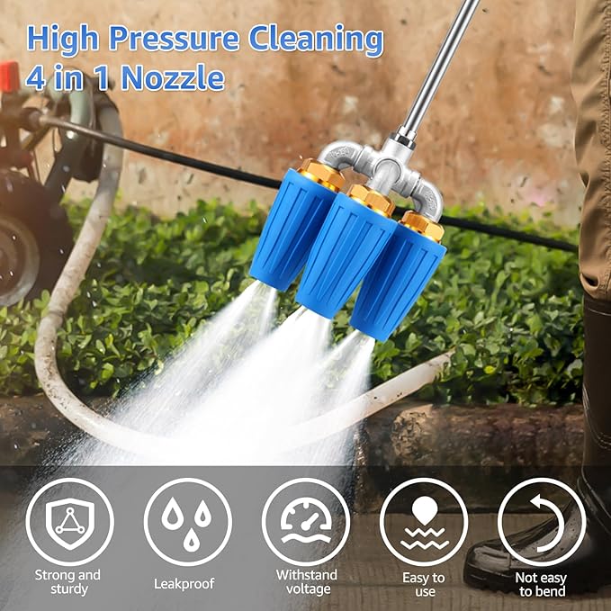 4 in 1 Quad Turbo Nozzle Pressure Washer Aluminum Alloy 4000 PSI Swivel Nozzle with 1/4 Inch Quick Connector 360° Rotating Pressure Washer
