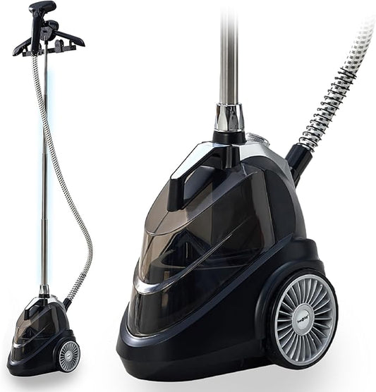 True & Tidy Luxury Upright Garment Steamer with 10 Steam Settings, Smart Auto Shut-Off 1800 Watt Powerful Standing Clothes Steamer, Fast Heat-Up Fabric Steamer, Eclipse