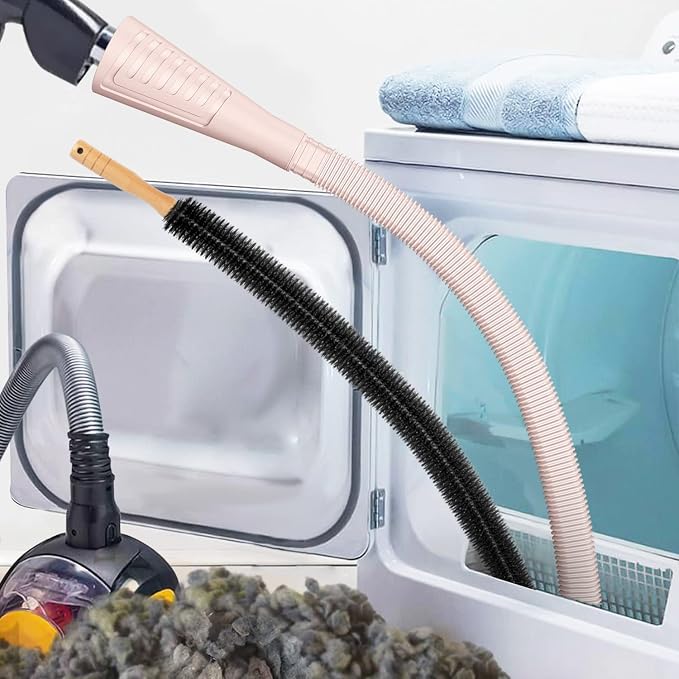 Sealegend 2 PCS Dryer Vent Cleaner Kit, Dryer Lint Vacuum Attachment&Brush | Pink Dryer Vent Vacuum Hose Dryer Lint Remover Brush for Dryer and Washer,Deep Traps Cleaning Tool Fits Most Vacuums by Sealegend