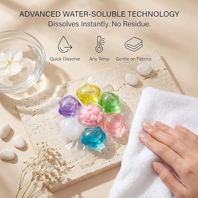 100PCS 7-in-1 Magic Laundry Beads, 9x More Concentrated, Weeks of Freshness, Deep Cleaning Laundry Detergent Capsules, Easy Dissolve Washing Pods for All Fabrics and Colors Clothes (100)
