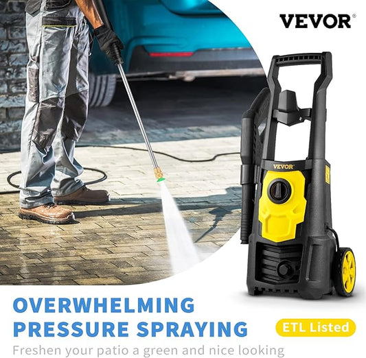 VEVOR Electric Pressure Washer, 2000 PSI 1.76 GPM, Portable Cleaner with 30ft Hose, Foam Cannon & 5 Nozzles for Cars, Patios, Fences - ETL Listed