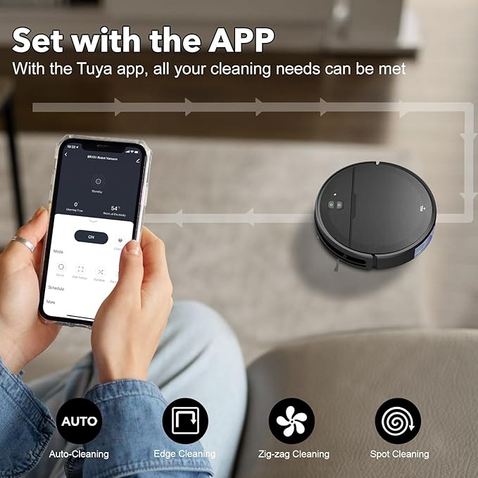 Robot Vacuum and Mop Combo, 2 in 1 Robot Vacuum Cleaner with WiFi/App, Smart Robotic Vacuums with Strong Suction, Schedule, Self-Charging, Slim, Quiet, Ideal for Hard Floor, Pet Hair, Low Pile Carpet