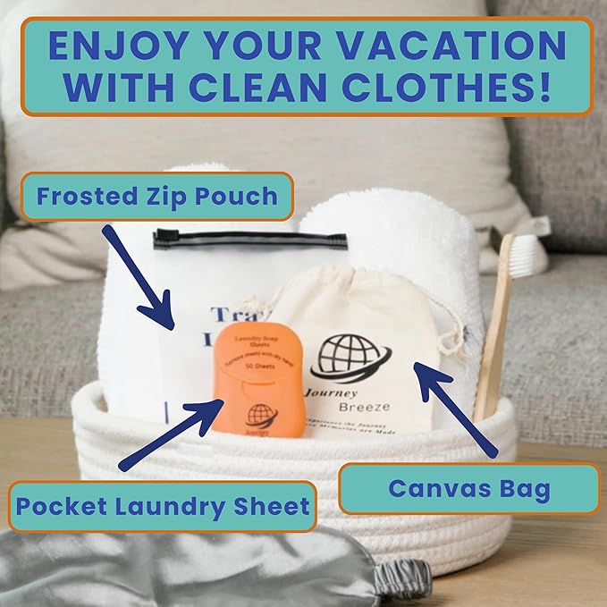 Travel Laundry Detergent Sheets 50 Pack ?€? Compact Travel Detergent for Sink Washing, Lightweight Laundry Detergent Strips for Clothes on Trips, Hotels & Cruises